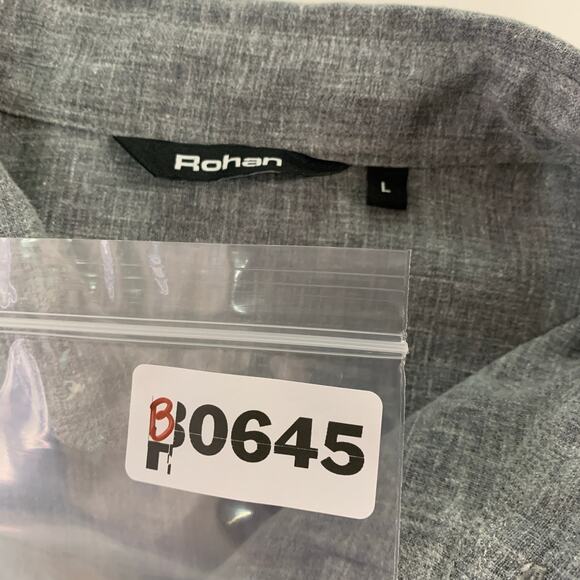 Rohan L Mens 2 Pocket Button Front Short Sleeve Shirt Gray Linen Blend Outdoor - Picture 3 of 9